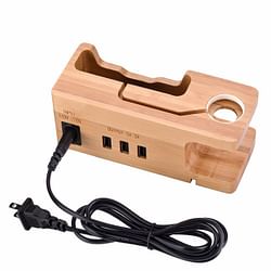 Category: Dropship Accessories, SKU #TRX-WD05-C, Title: Trexonic 2 in 1 Bamboo Charging Station