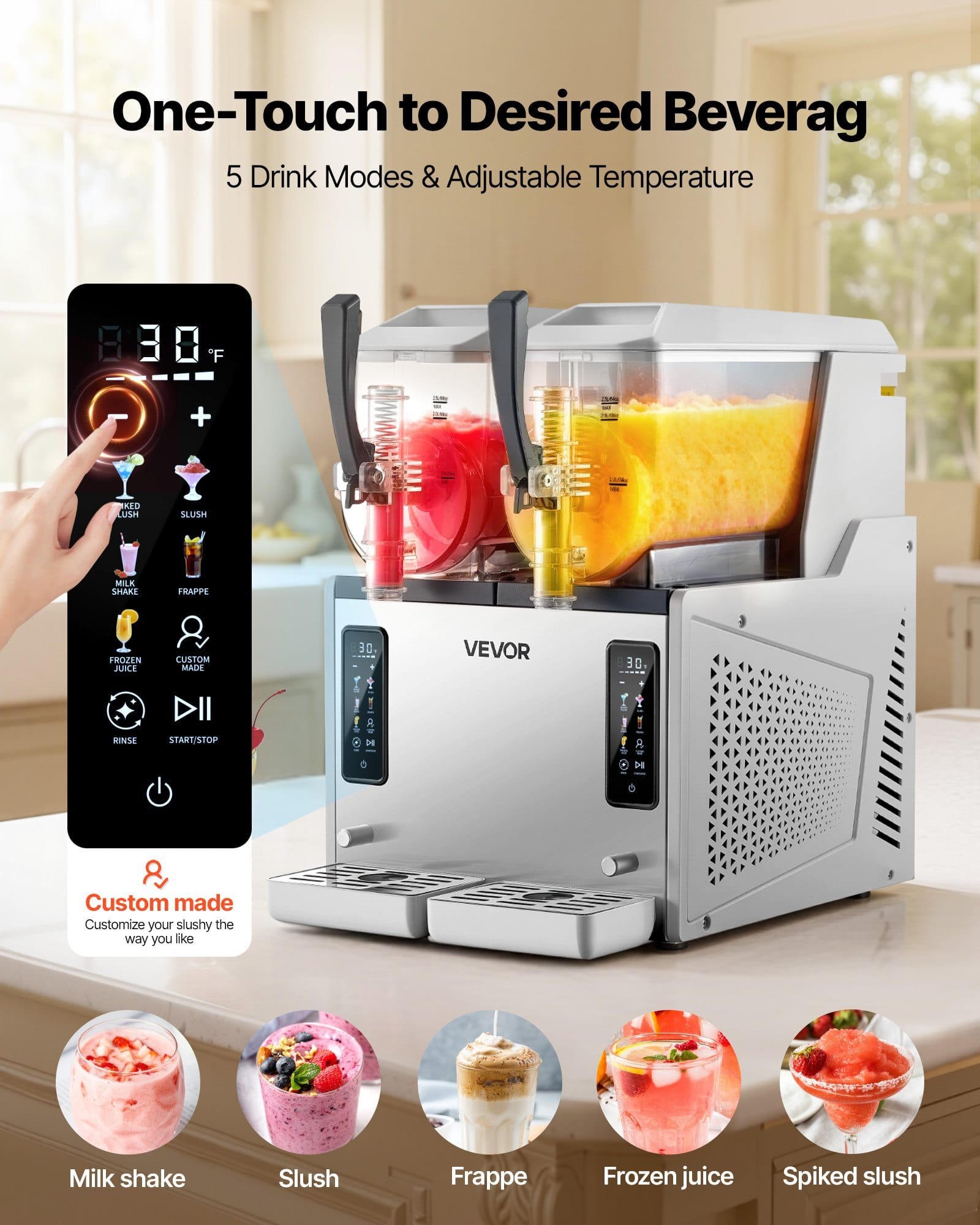 Slushie Machine, 3L/100oz x 2 Tank Slushy Machine for Home, No Ice Needed Frozen Drink Maker, Margarita Maker with Self-Cleaning, for Frozen Margaritas, Frapp?&copy;s, Milkshake & More