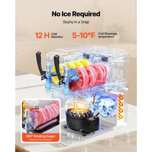 Slushie Machine, 3L/100oz x 2 Tank Slushy Machine for Home, No Ice Needed Frozen Drink Maker, Margarita Maker with Self-Cleaning, for Frozen Margaritas, Frapp?©s, Milkshake & More - Image 2