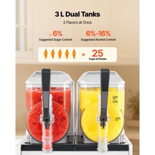Slushie Machine, 3L/100oz x 2 Tank Slushy Machine for Home, No Ice Needed Frozen Drink Maker, Margarita Maker with Self-Cleaning, for Frozen Margaritas, Frapp?©s, Milkshake & More - Image 3