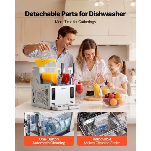 Slushie Machine, 3L/100oz x 2 Tank Slushy Machine for Home, No Ice Needed Frozen Drink Maker, Margarita Maker with Self-Cleaning, for Frozen Margaritas, Frapp?©s, Milkshake & More - Image 4
