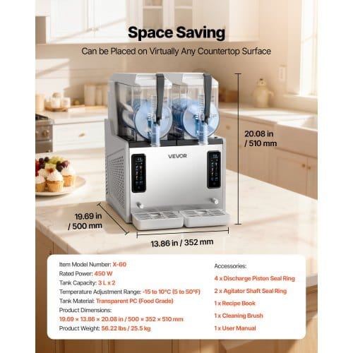 Slushie Machine, 3L/100oz x 2 Tank Slushy Machine for Home, No Ice Needed Frozen Drink Maker, Margarita Maker with Self-Cleaning, for Frozen Margaritas, Frapp?©s, Milkshake & More - Image 6