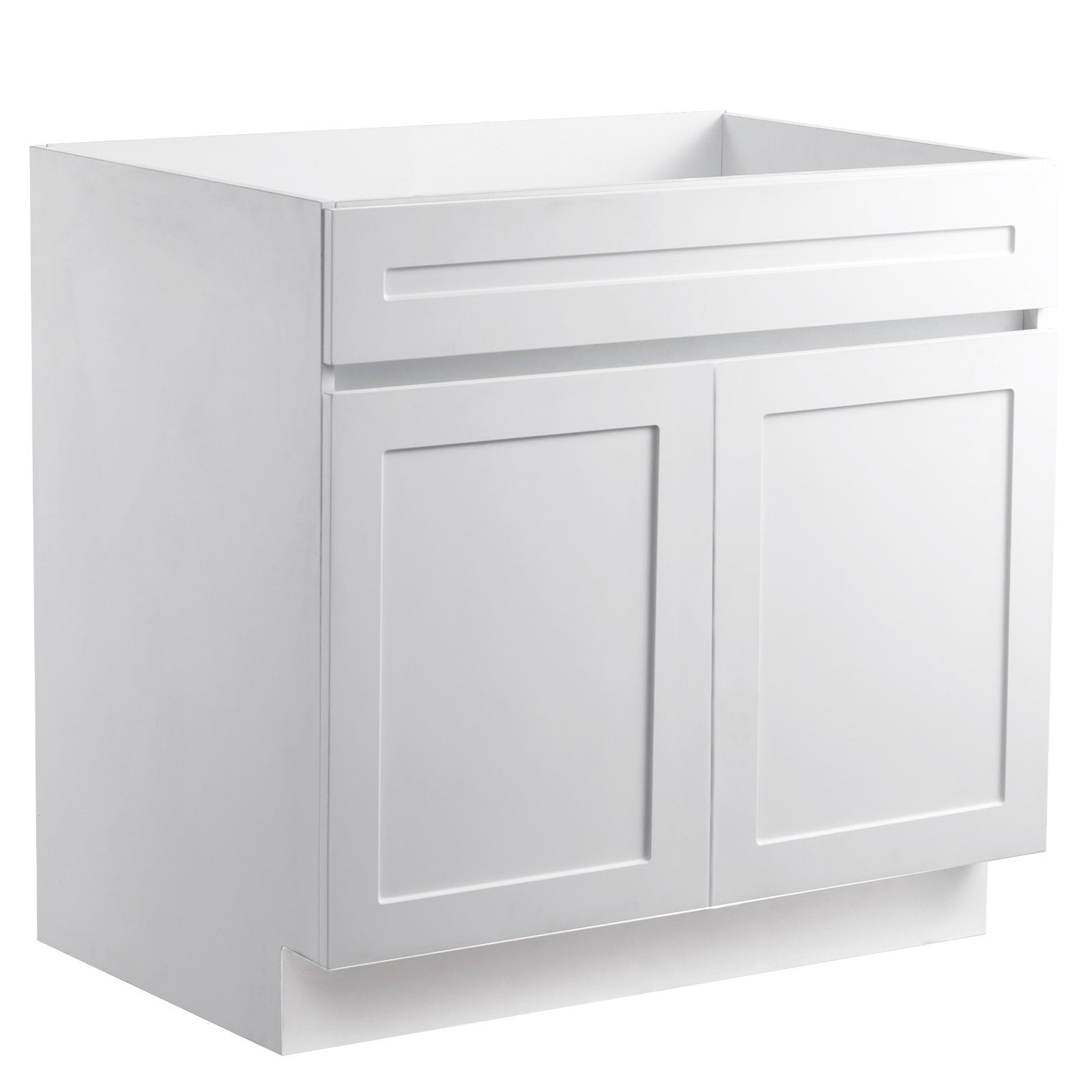 White Shaker Base Cabinet, 36-Inch Unassembled Sink Base Cabinet, 36" W x 24" D x 34.5" H Ready to Assemble Cabinet with Soft-Close Doors and Adjustable Shelf, for Home Office