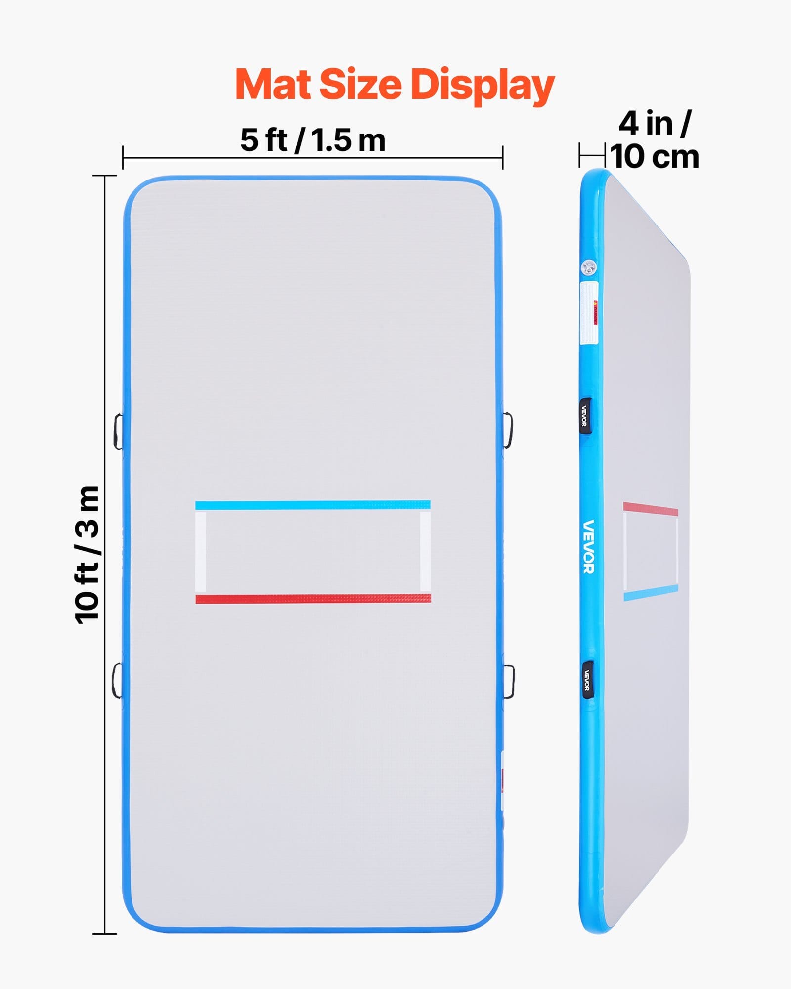 10x5 ft Wrestling Mat Inflatable, Martial Arts Thick Mat for Outdoor Indoor Home Gym Exercise, PVC Foldable Training Mats with 600W Air Pump, for Gymnastics Tatami Jiu Jitsu BJJ MMA Judo, Gray