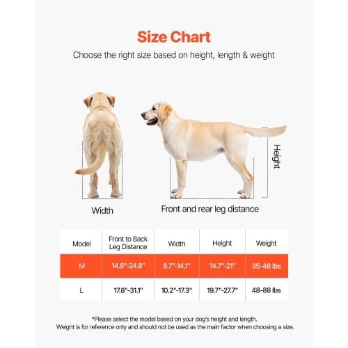 Dog Wheelchair for Back Legs, Lightweight 2 Wheels Pet Wheelchair, Height, Width & Length Adjustable, Dog Cart with Shock-Absorbing Wheels, for Injured, Disabled Dogs 35-48 lbs, Medium - Image 2