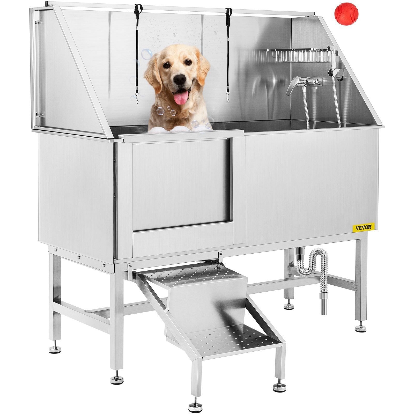 VEVOR 62 inch Professional Dog Grooming Tub Stainless Steel Pet Bathing ...