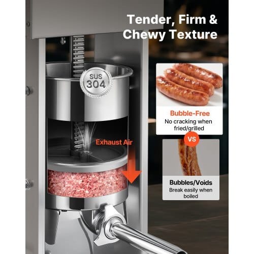 Electric Sausage Stuffer, 22 LBS / 10 L Vertical Meat Stuffer, Stepless Speed Control and Foot Pedal, Stainless Steel Heavy Duty Sausage Filler with 4 Stuffing Tubes, for Commercial & Home Use - Image 2
