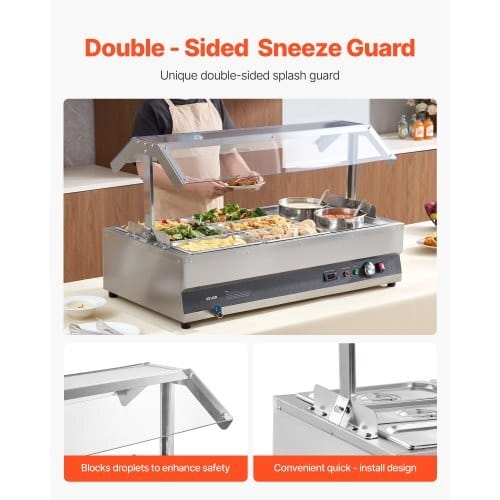Electric Soup Warmer, Two 6.34QT Pots & Six 1/3 Pans, Stainless Steel Commercial Food Warmer with 86~185?°F Adjustable Temp, 1500W Bain Marie with Cover, Soup Station for Restaurant, Buffet - Image 3