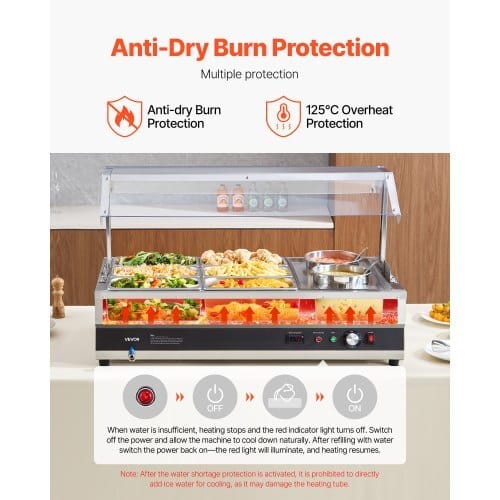 Electric Soup Warmer, Two 6.34QT Pots & Six 1/3 Pans, Stainless Steel Commercial Food Warmer with 86~185?°F Adjustable Temp, 1500W Bain Marie with Cover, Soup Station for Restaurant, Buffet - Image 4