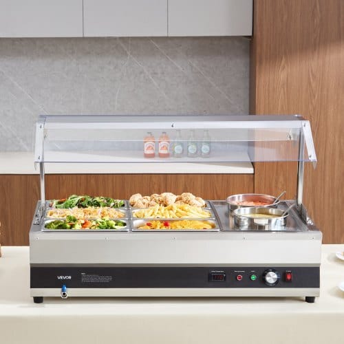 Electric Soup Warmer, Two 6.34QT Pots & Six 1/3 Pans, Stainless Steel Commercial Food Warmer with 86~185?°F Adjustable Temp, 1500W Bain Marie with Cover, Soup Station for Restaurant, Buffet - Image 7