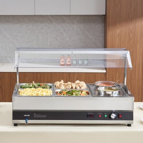 Electric Soup Warmer, Two 6.34QT Pots & Four 1/2 Pans, Stainless Steel Commercial Food Warmer with 86~185?°F Adjustable Temp, 1500W Bain Marie with Cover, Soup Station for Restaurant, Buffet - Image 7