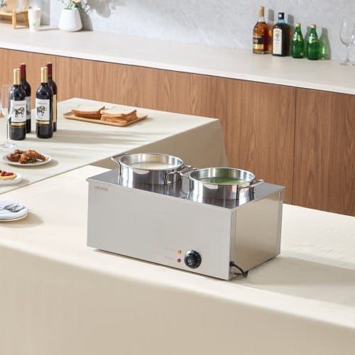 Electric Soup Warmer, Two 6.34QT Stainless Steel Round Pot with 86~185?°F Adjustable Temp, 1200W Commercial Bain Marie Compatible with Pans, Soup Station for Restaurant, Buffet - Image 7