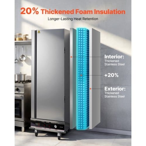 Electric Hot Box Food Warmer, 16-Tier Commercial Warming Cabinet with Water Tray, Single-Door and Adjustable Shelves, Stainless Steel Food Warmer Cabinet, for Restaurant, Kitchen, Pizza, Chicken - Image 4