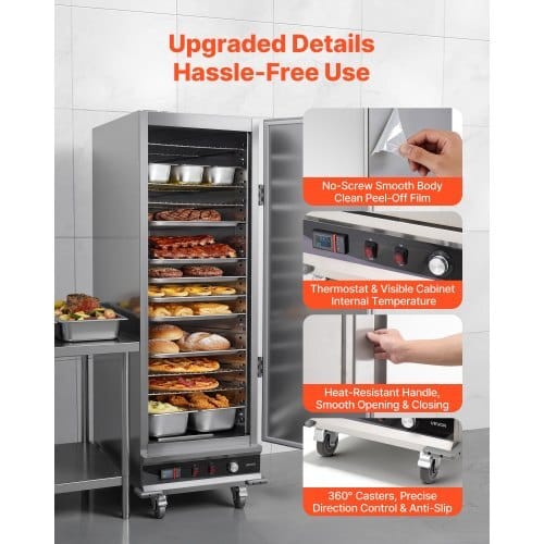Electric Hot Box Food Warmer, 16-Tier Commercial Warming Cabinet with Water Tray, Single-Door and Adjustable Shelves, Stainless Steel Food Warmer Cabinet, for Restaurant, Kitchen, Pizza, Chicken - Image 5