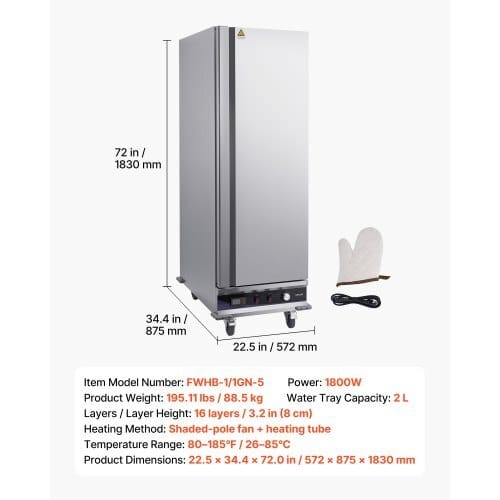 Electric Hot Box Food Warmer, 16-Tier Commercial Warming Cabinet with Water Tray, Single-Door and Adjustable Shelves, Stainless Steel Food Warmer Cabinet, for Restaurant, Kitchen, Pizza, Chicken - Image 6
