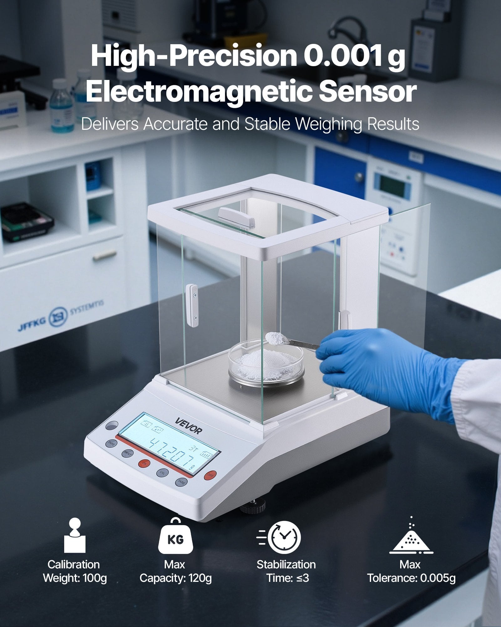 Analytical Balance, 120 g x 0.001 g High Precision Accuracy Lab Scale, g/oz/ct/mg 4 Units Electronic Digital Analytical Balance with Glass Draft Shield, for Laboratory Jewelry Pharmacy
