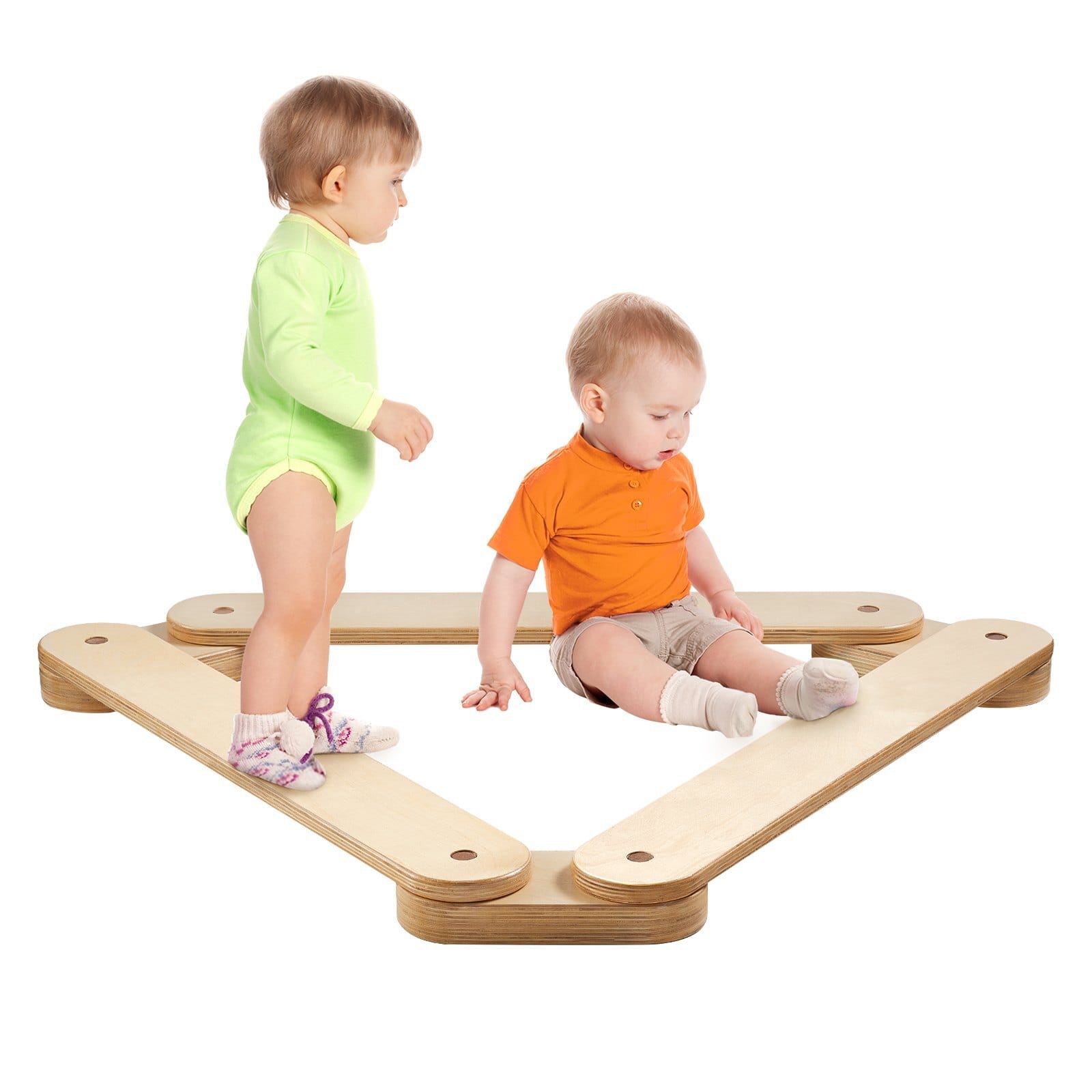 Balance Beam Stepping Stones, 3 PCS Wooden Toddler Balance Boards, Montessori Toy for Kids 2-6, Build Coordination and Gross Motor Skills, Gymnastics Course Indoor & Outdoor for Girls Boys Gift