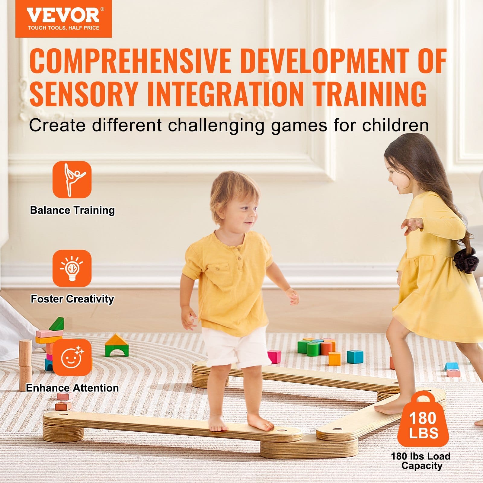 Balance Beam Stepping Stones, 3 PCS Wooden Toddler Balance Boards, Montessori Toy for Kids 2-6, Build Coordination and Gross Motor Skills, Gymnastics Course Indoor & Outdoor for Girls Boys Gift - Image 2
