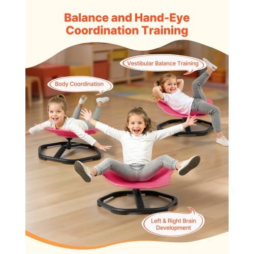 Kids Swivel Chair, 220 lbs Capacity, Elephant Shape Sensory Spinning Chair, Autistic Kids Sensory Toy Seat with Non-Slip Metal Base, Toddler Sit & Spin Seat for Coordination Balance Focus, Red - Image 2