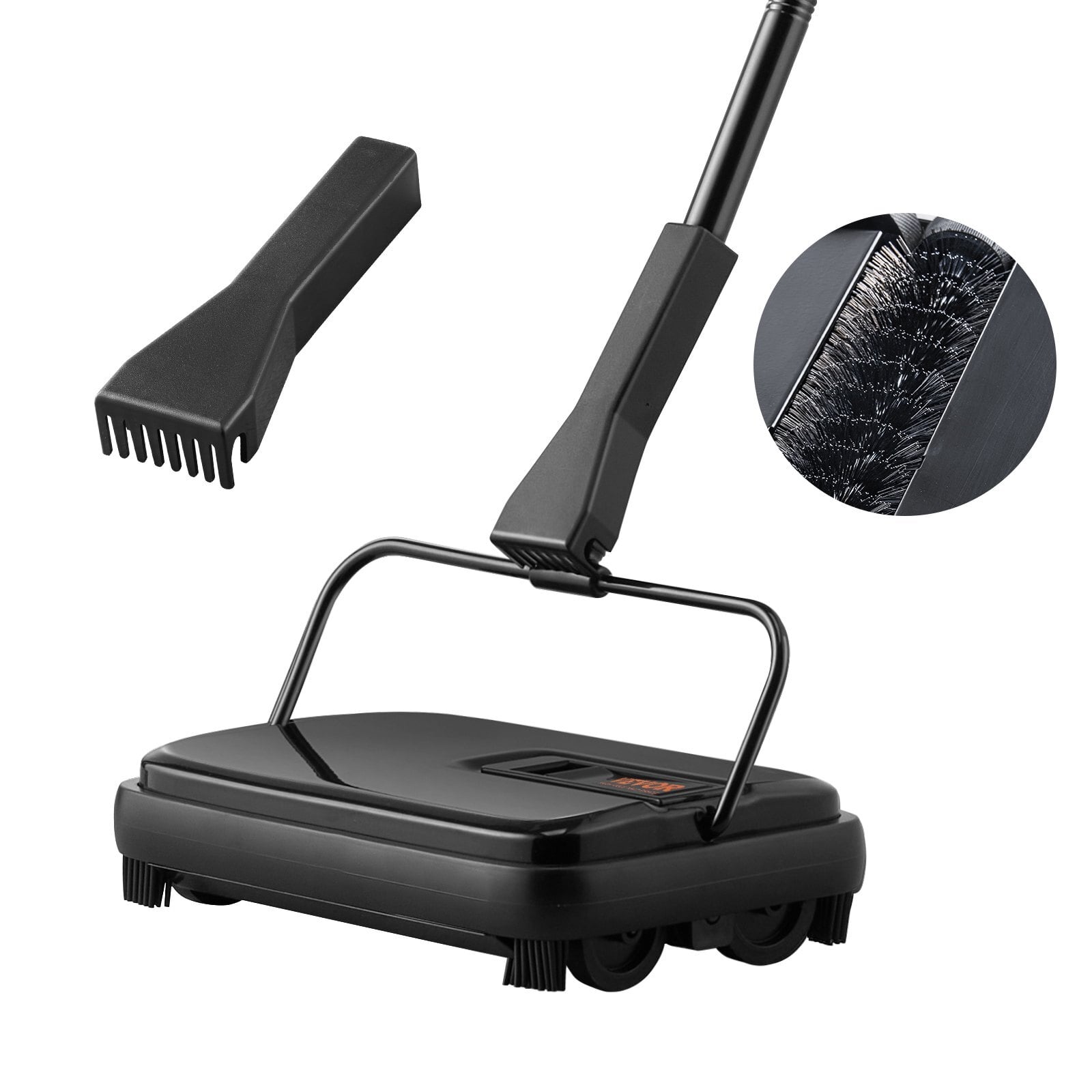 Carpet Sweeper, 7.87 in Sweeping Paths, Floor Sweeper Manual Non Electric, 300 ml Dustbin Capacity with Comb for Home Office Rugs Hardwood Surfaces Wood Floors Laminate, Cleans Dust Pet Hair
