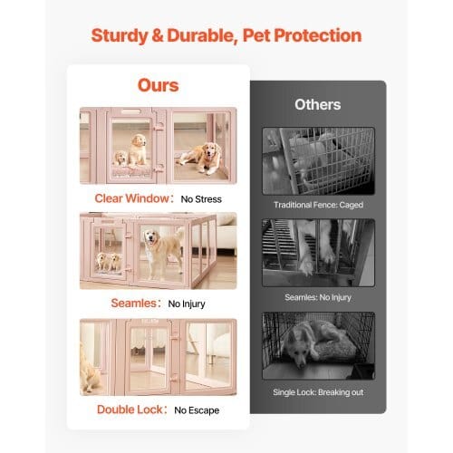 Dog Whelping Box, 60x59x23 in Transparent Plastic Dog Whelping Pen for X-Large Sized Dogs, Waterproof Puppy Playpen with Windows & Door Lock, Easy to Clean, Durable Indoor Pet Dogs Cats Birth Kit - Image 3