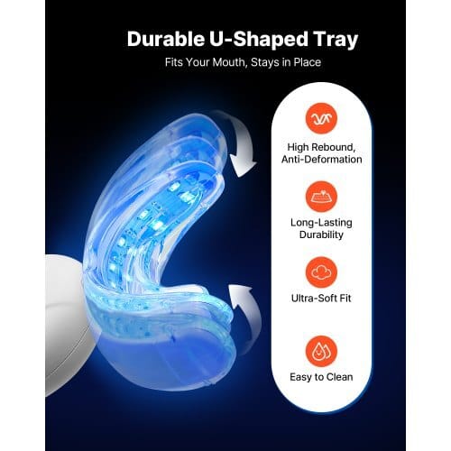 Teeth Whitening Kit with LED Light, 32 LED Accelerator Lights, Whitening Gel Syringe, Desensitizing Gel, and U-Shaped Tray, Wireless Portable Kit Fast and Effectively Removes Stubborn Stains - Image 2