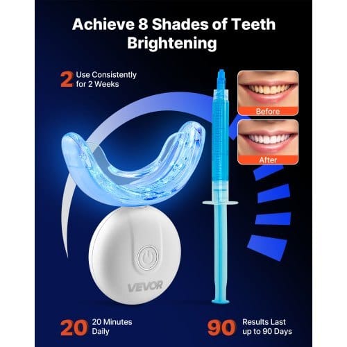Teeth Whitening Kit with LED Light, 32 LED Accelerator Lights, Whitening Gel Syringe, Desensitizing Gel, and U-Shaped Tray, Wireless Portable Kit Fast and Effectively Removes Stubborn Stains - Image 3