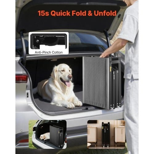 Dog Ramp for Cars, 63" L x 17" W, Folding Pet Ramps for Medium & Large Dogs up to 250lbs, Pet Stair Ramp with Non-Slip Oxford Fabric Surface, Portable Outdoor Dog Car Ramps for SUV & Truck - Image 4