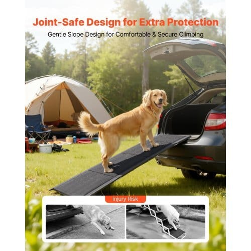 Dog Ramp for Cars, 63" L x 17" W, Folding Pet Ramps for Medium & Large Dogs up to 250lbs, Pet Stair Ramp with Non-Slip Oxford Fabric Surface, Portable Outdoor Dog Car Ramps for SUV & Truck - Image 5