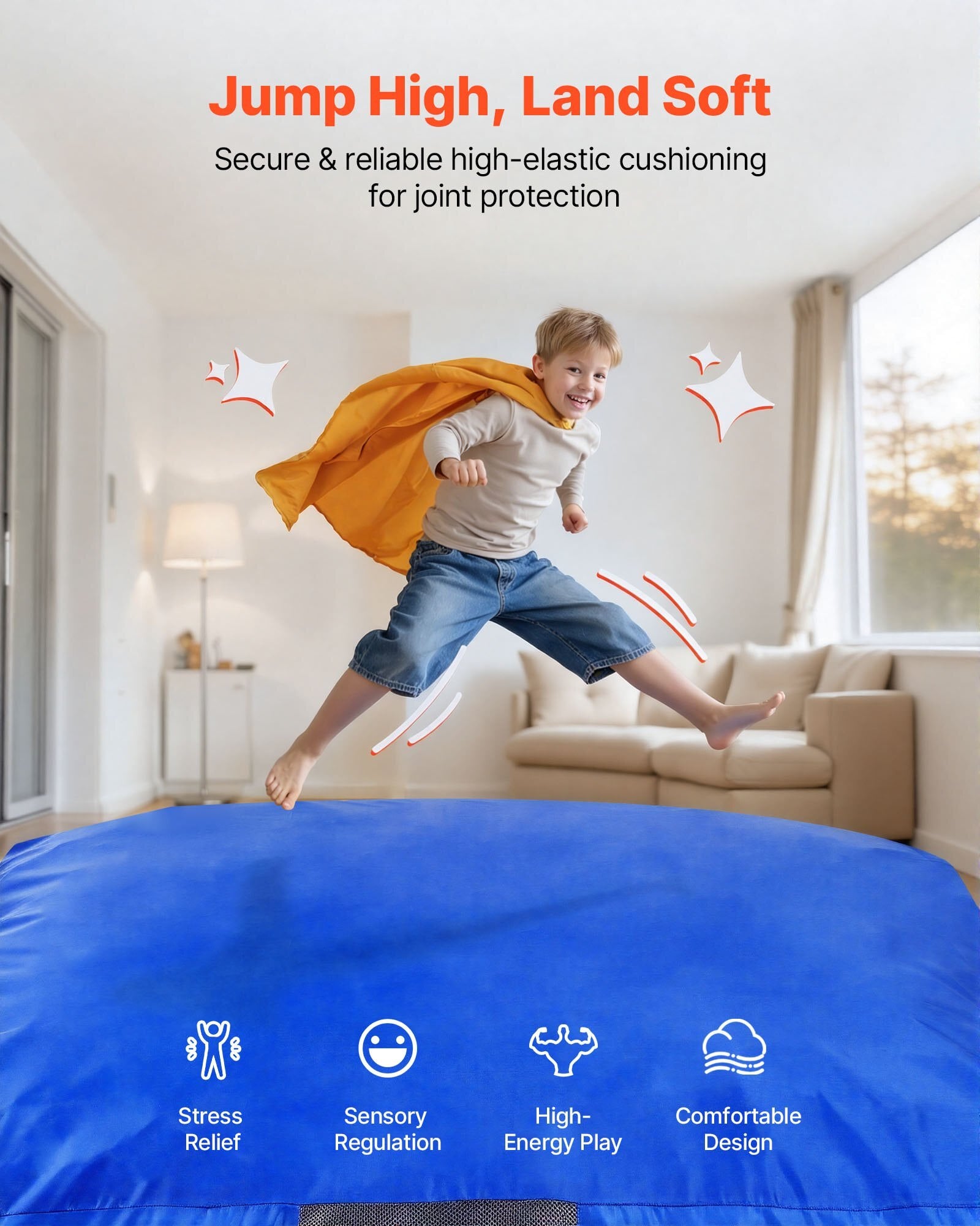 Crash Pad, 5 x 5 ft Crash Pad for Kids Sensory with Foam Blocks and Washable Cover, Large Soft Foam Landing Zone Giant Pillow Mat, Sensory Room Equipment for Children Jumping, Relaxing & Play
