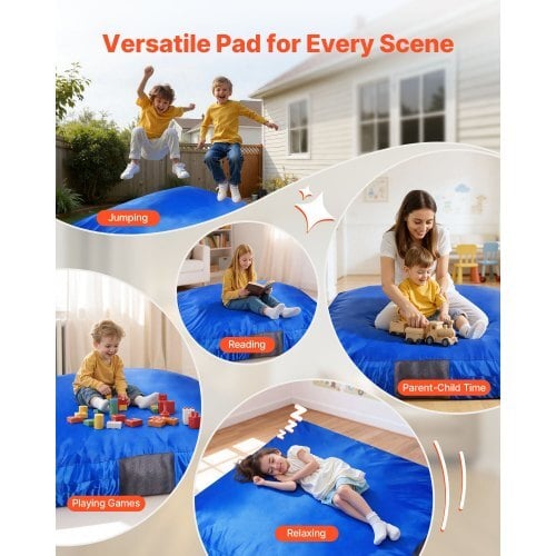 Crash Pad, 5 x 5 ft Crash Pad for Kids Sensory with Foam Blocks and Washable Cover, Large Soft Foam Landing Zone Giant Pillow Mat, Sensory Room Equipment for Children Jumping, Relaxing & Play - Image 2