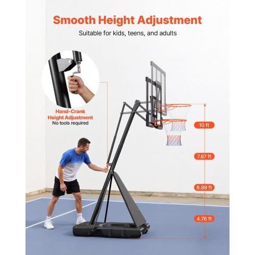 Portable Basketball Stand, 10 ft Height Adjustment Basketball Hoop & Goal, Basketballs Hoop Outdoor with 50 inch PC Backboard for Kids, Adults in Schools, Parks, Indoor & Outdoor Use - Image 4