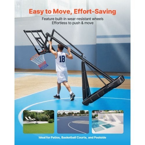 Portable Basketball Stand, 10 ft Height Adjustment Basketball Hoop & Goal, Basketballs Hoop Outdoor with 50 inch PC Backboard for Kids, Adults in Schools, Parks, Indoor & Outdoor Use - Image 5