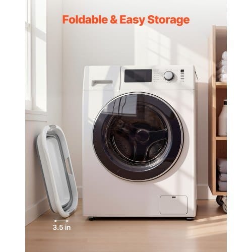 Dog Bathtub, Collapsible Dog Bath Tub, Pet Bathing Grooming Wash Shower Station, Portable Space-saving & Stable Support, Built-In Drainage Hole for Small Pet Puppy Doggie Cat Outdoor, Gray White - Image 4