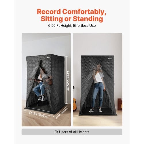 6.56 ft Portable Vocal Booth Pro-Grade Recording Studio for Echo-Free Vocals - Image 2