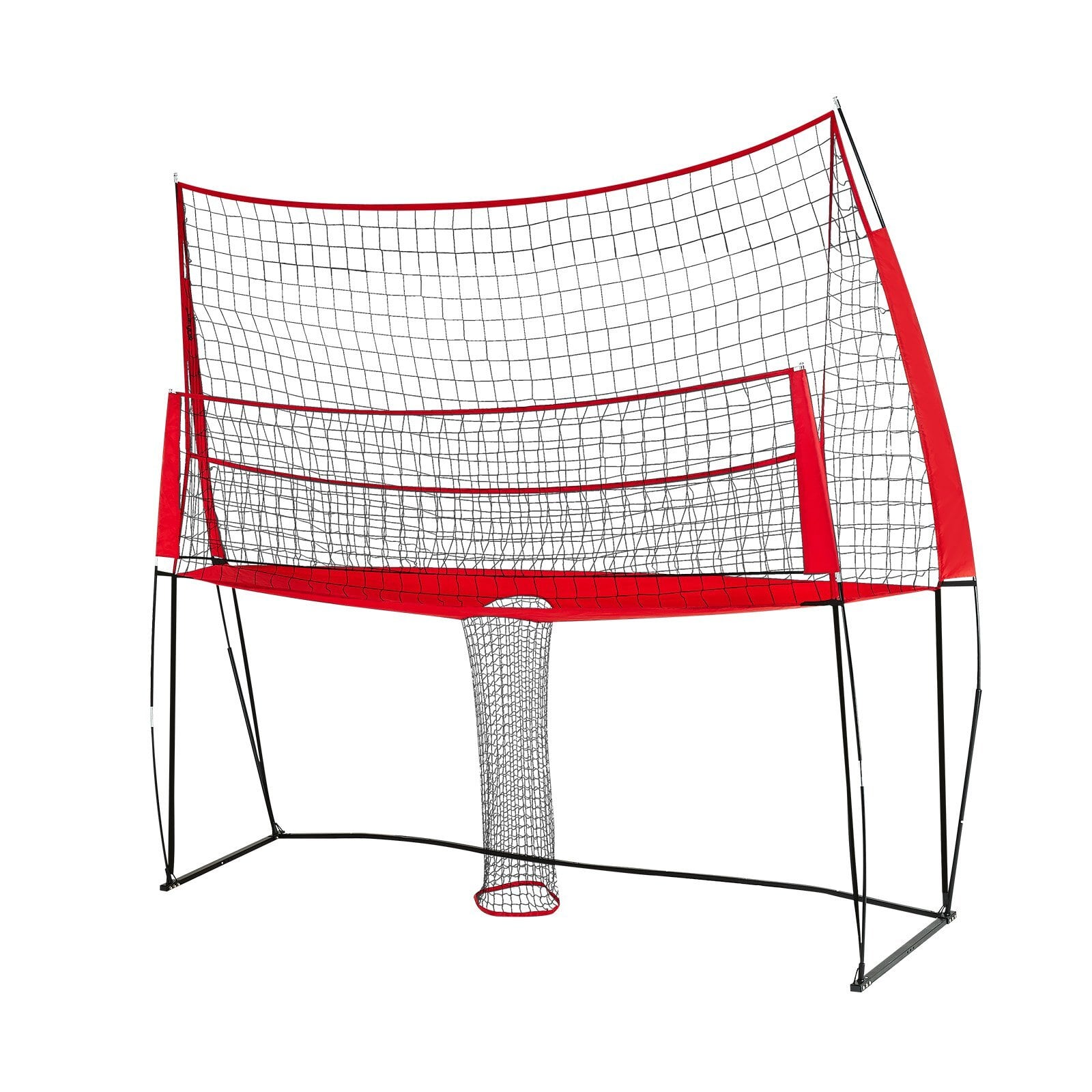 2-in-1 Volleyball Training Net System, Freely Height-Adjustable Practice Equipment with Ball Return, Portable Net Station, Easy Setup for Backyard Indoor Outdoor Serving Spiking Improve Accuracy
