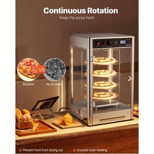 Commercial Food Warmer Display, 4-Tier Pizza Warmer with Rotary Steam Heating for 14 in Pizza, 86?„‰~185?„‰ Temperature Control and Temp Display, 25W Oven Light + Top LED for Pizza Shop, Restaurant - Image 3