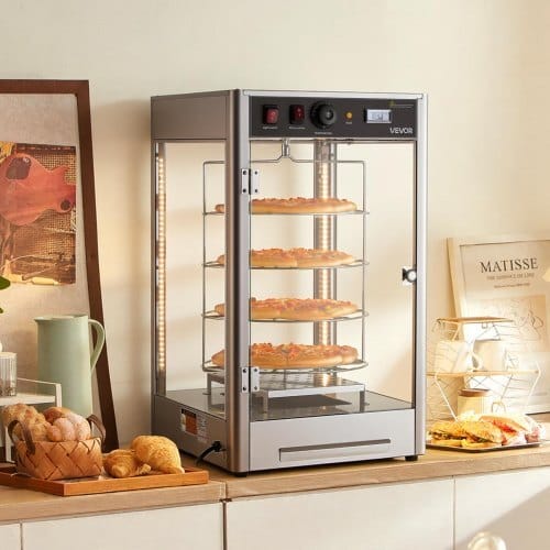 Commercial Food Warmer Display, 4-Tier Pizza Warmer with Rotary Steam Heating for 14 in Pizza, 86?„‰~185?„‰ Temperature Control and Temp Display, 25W Oven Light + Top LED for Pizza Shop, Restaurant - Image 7