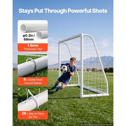 Soccer Goal 8 x 6 FT PVC Soccer Goal for Backyard with PE Net, Portable Weatherproof Set, with High-Strength PE Net, Target, Cones, for Youth Kids & Adults Outdoor Backyard Practice Training - Image 2