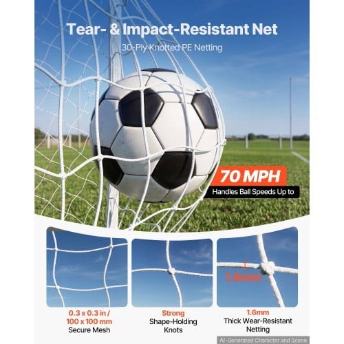 Soccer Goal 8 x 6 FT PVC Soccer Goal for Backyard with PE Net, Portable Weatherproof Set, with High-Strength PE Net, Target, Cones, for Youth Kids & Adults Outdoor Backyard Practice Training - Image 3