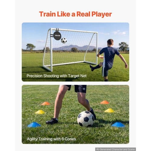 Soccer Goal 8 x 6 FT PVC Soccer Goal for Backyard with PE Net, Portable Weatherproof Set, with High-Strength PE Net, Target, Cones, for Youth Kids & Adults Outdoor Backyard Practice Training - Image 4