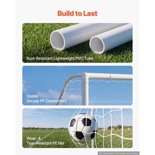 Soccer Goal 8 x 6 FT PVC Soccer Goal for Backyard with PE Net, Portable Weatherproof Set, with High-Strength PE Net, Target, Cones, for Youth Kids & Adults Outdoor Backyard Practice Training - Image 6