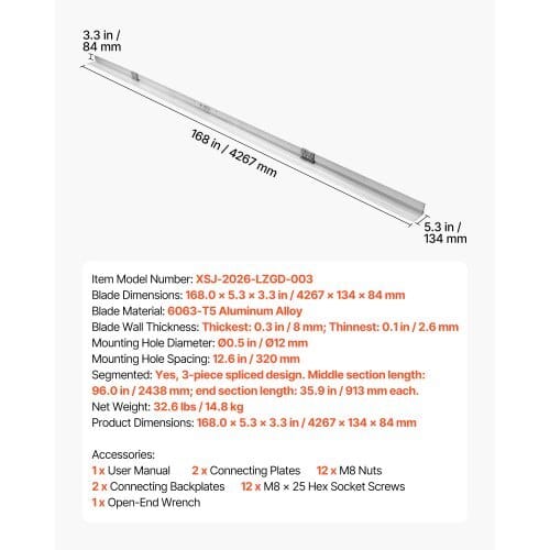 Concrete Screed Blade 14 ft Length Aluminum Alloy Board Leveling Tool, 5.3 in Wide Straight Edge, Wide Coverage, Replacement Surface Leveler for Driveway, Patio, Sidewalk, Garage Floor Finishing - Image 6
