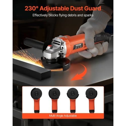 Angle Grinder, 5" Electric Grinder Power Tool, 10Amps 10000RPM High-Speed Corded Angle Grinders with 230?° Adjustable Dust Guard for Metal Grinding, Cutting, Rust Removal (Disc Not Included) - Image 3