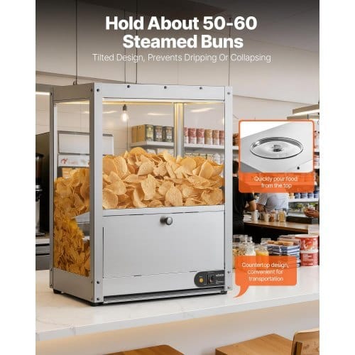 Commercial Nacho Chip Warmer, 85QT Chip Warmer Machine with Heating Base and Warming Light, Nacho Machine with Deflection Board, Stainless Steel, for Nacho Chips, Popcorn, Potato Chips, Peanut - Image 2