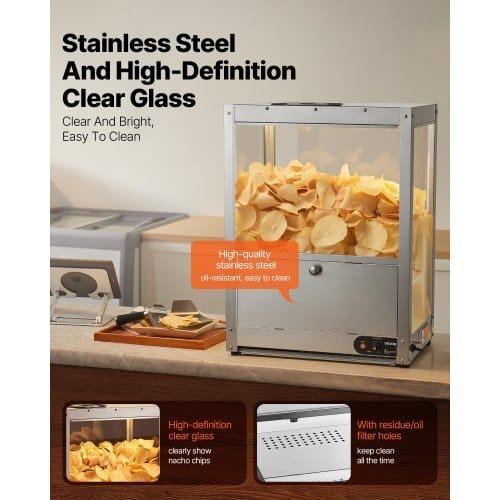 Commercial Nacho Chip Warmer, 85QT Chip Warmer Machine with Heating Base and Warming Light, Nacho Machine with Deflection Board, Stainless Steel, for Nacho Chips, Popcorn, Potato Chips, Peanut - Image 4