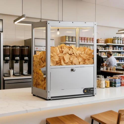 Commercial Nacho Chip Warmer, 85QT Chip Warmer Machine with Heating Base and Warming Light, Nacho Machine with Deflection Board, Stainless Steel, for Nacho Chips, Popcorn, Potato Chips, Peanut - Image 7