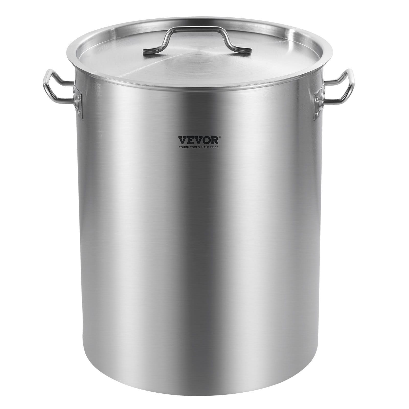 Stainless Steel Stockpot, 36 Quart Cooking Pots, Cookware Sauce Pot with Basket, Lid, and Handle, Heavy Duty Commercial Grade Stock Pot, Sanding Treatment, for Steaming Boiling or Frying Silver