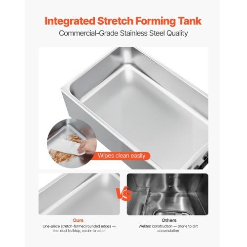 Commercial Food Warmer, 1200W Electric Stainless Steel Steam Food Warmer, Fast Heating Countertop Buffet Bain Marie with Three 1/3 Size Food Pans, for Catering, Restaurants, Parties & Buffets - Image 4