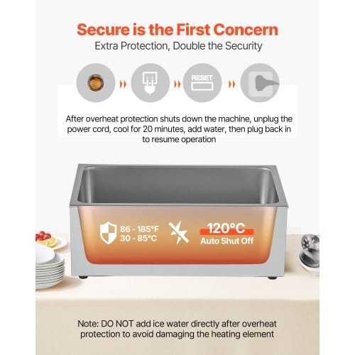 Commercial Food Warmer, 1200W Electric Stainless Steel Steam Food Warmer, Fast Heating Countertop Buffet Bain Marie with Three 1/3 Size Food Pans, for Catering, Restaurants, Parties & Buffets - Image 5